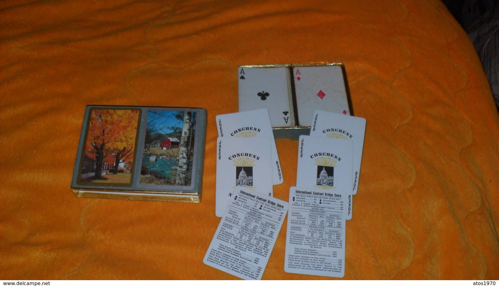 PETIT COFFRET DE 2 JEUX DE 54 CARTES ANCIENS CONGRESS PLAYING CARDS CEL - U - TONE FINISH.. - 54 Cartes