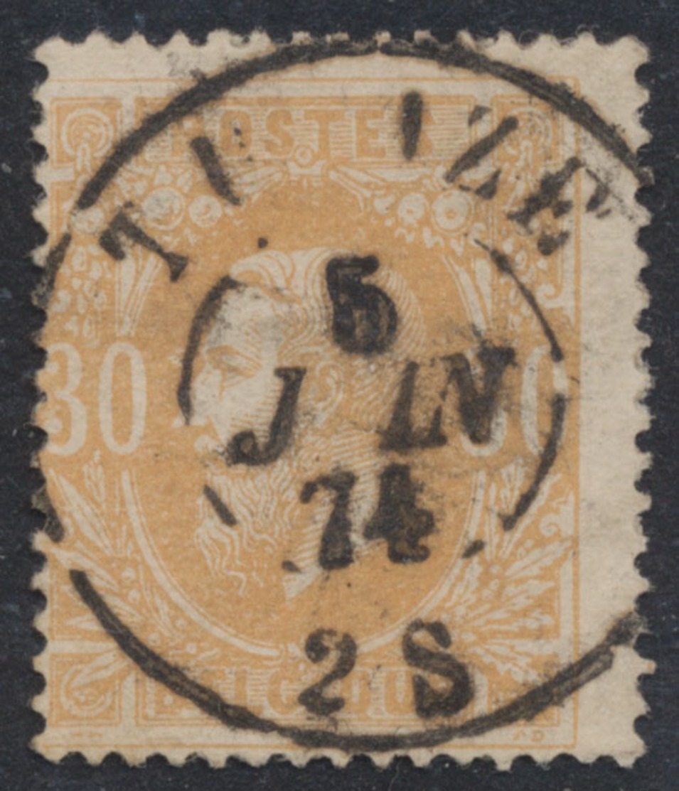 émission 1869 - N°33 Obl Double Cercle "Tubize" - 1869-1883 Leopold II