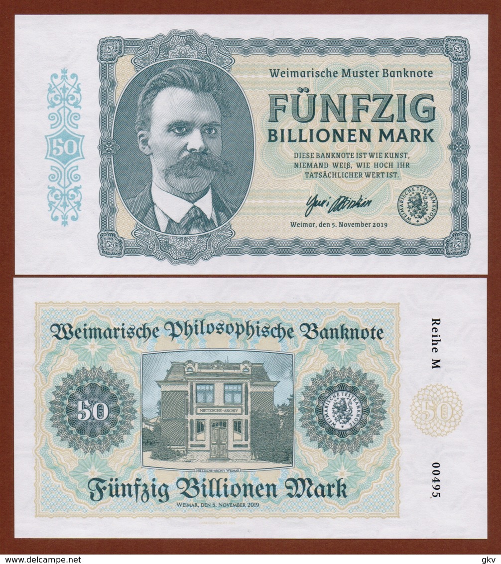 GERMANY 50 Billion Mark 2019 UNC. Friedrich Nietzsche. Private Essay. Specimen. - Sonstige & Ohne Zuordnung