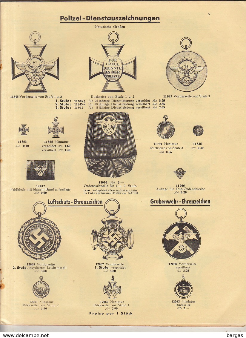 Catalogue Médaille Décoration 1939 50 JAHREN ORDEN EHRENZEICHEN Prusse Allemagne Nazi - Allemagne