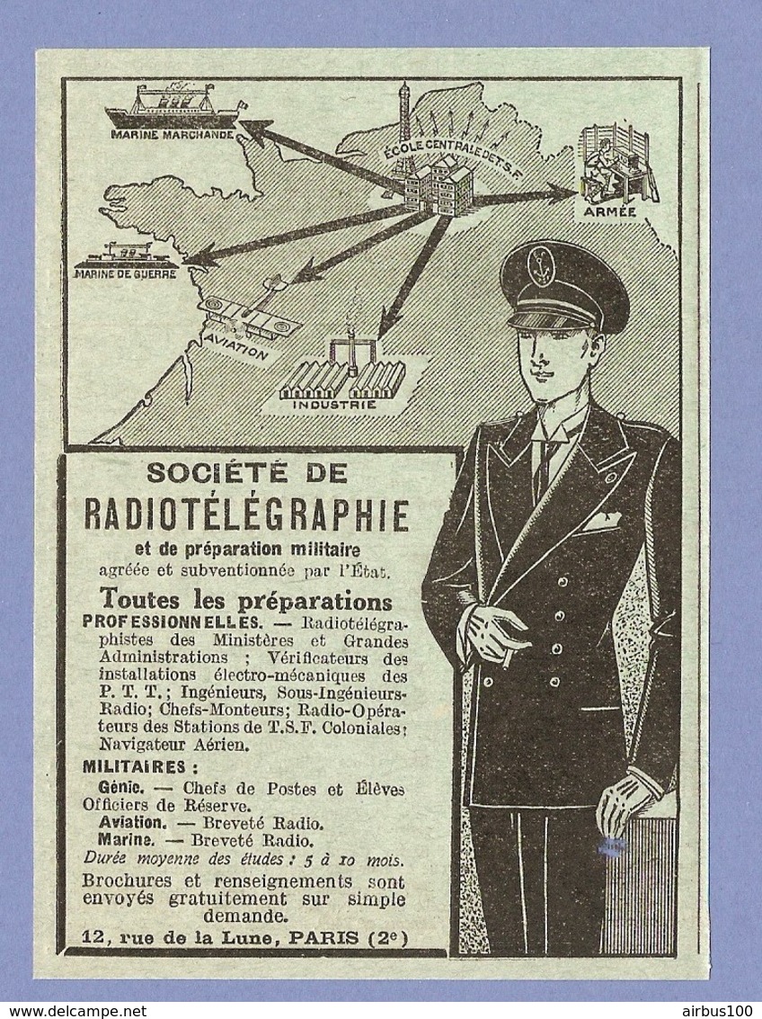 PUBLICITE 1953 - Sté De RADIOTÉLÉGRAPHIE BREVET RADIO TSF GÉNIE AVIATION MARINE - TOUTES PRÉPARATIONS MILITAIRES PARIS - Radios