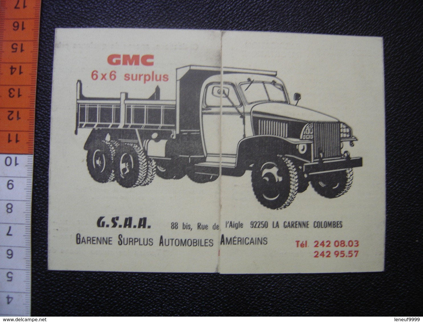 Publicite Avec Tarif Pieces Detachees GMC 6X6 Surplus Automobiles Americains - Véhicules