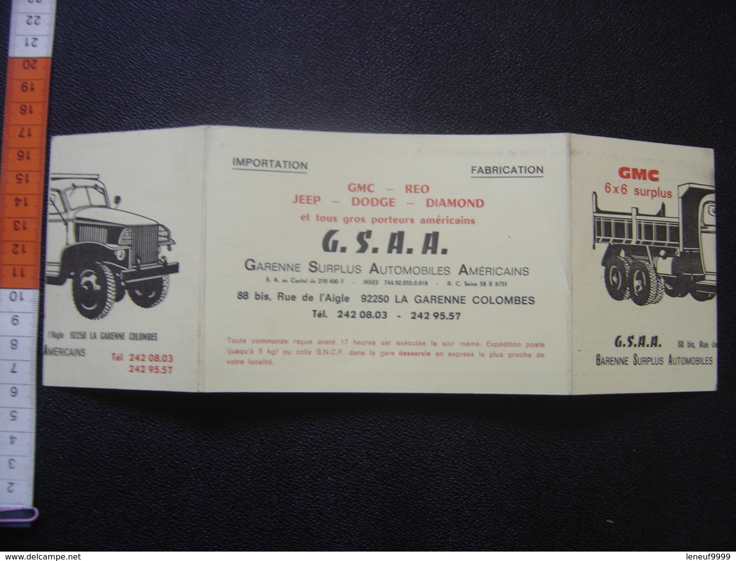 Publicite Avec Tarif Pieces Detachees GMC 6X6 Surplus Automobiles Americains - Fahrzeuge