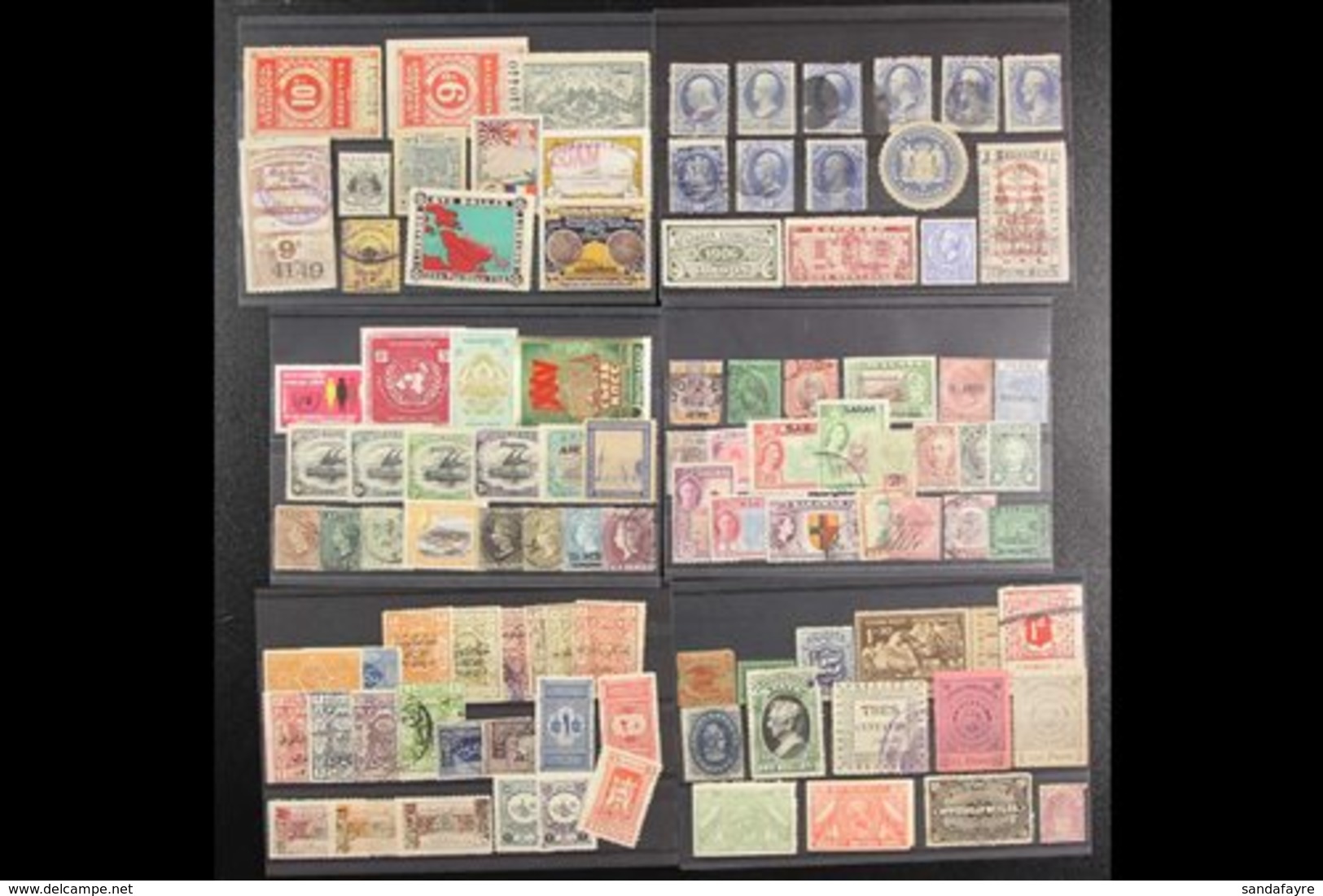 SENSATIONAL BOX OF PHILATELIC CURIOSITIES  An Exciting Array Of All Period Worldwide Stamps Randomly Arranged On Over 80 - Autres & Non Classés