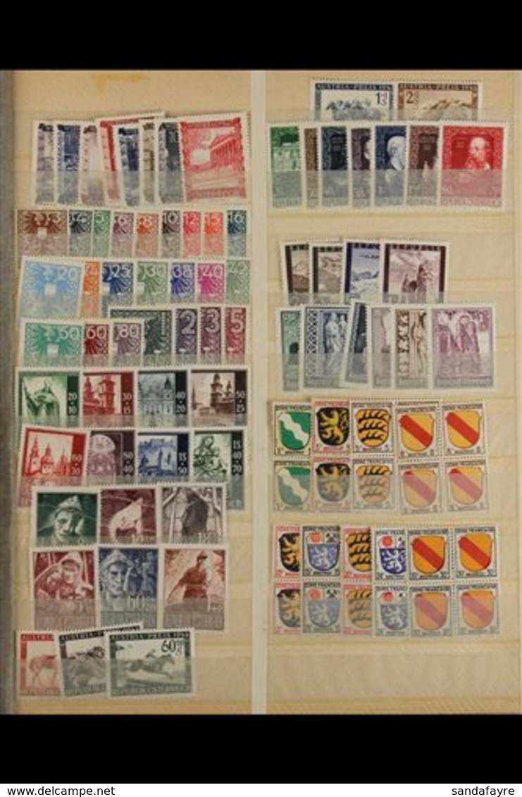 EUROPEAN COUNTRIES NEVER HINGED MINT ASSEMBLY  1919 To Early 1970's Stamps With Only Light Duplication In Two Stockbooks - Other & Unclassified