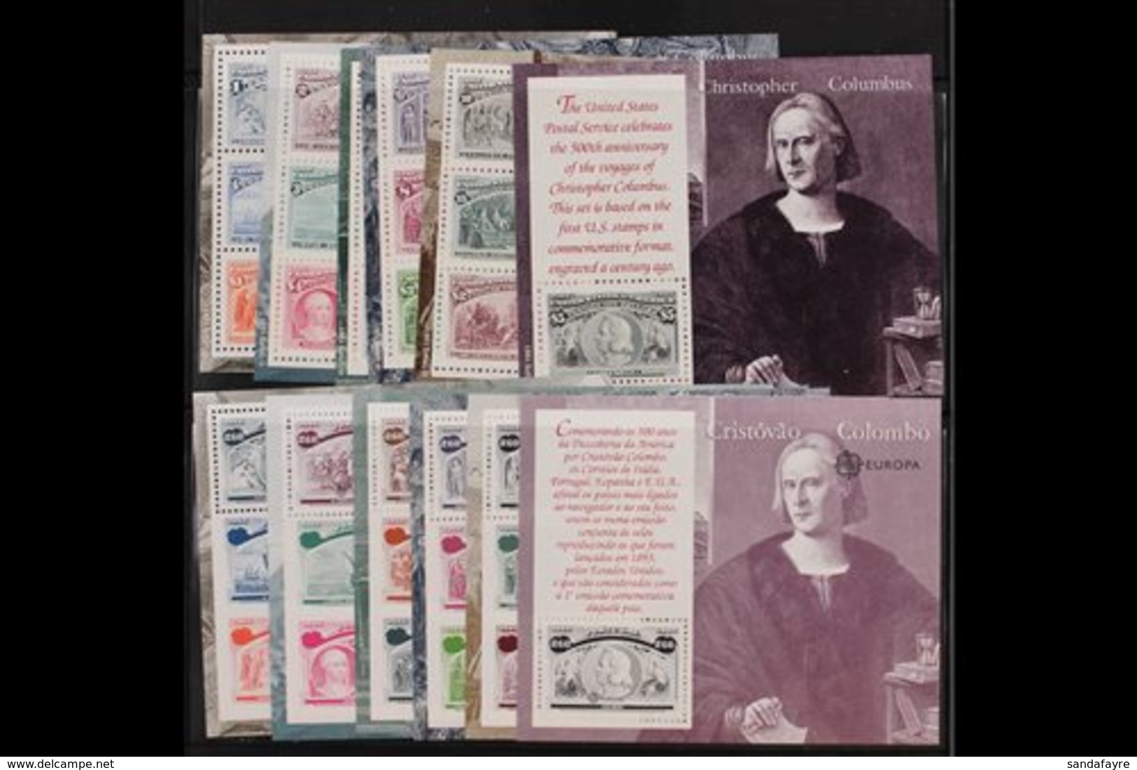 COLUMBUS  OMNIBUS ISSUES 1992 USA, Italy, Portugal And Spain Miniature Sheets Complete Sets, Never Hinged Mint, Fresh. ( - Non Classés