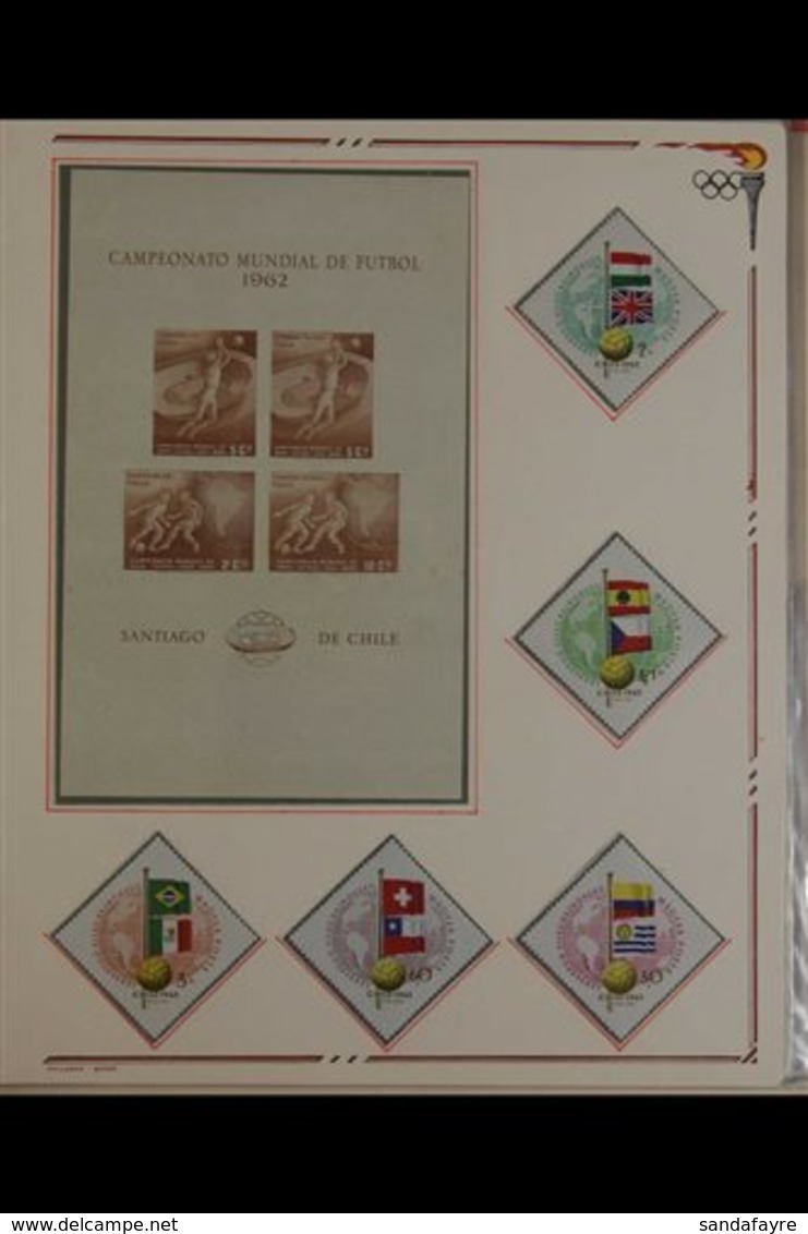 FOOTBALL (SOCCER) COLLECTION IN THREE ALBUMS  1928-1990 Worldwide Stamps (mostly Never Hinged Mint), Miniature Sheets, C - Unclassified