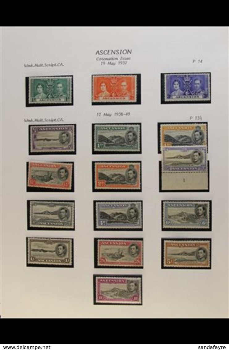 1937-1949 COMPLETE FINE MINT COLLECTION  In Hingeless Mounts On Leaves, All Different, COMPLETE For The Period, Inc 1938 - Ascension (Ile De L')