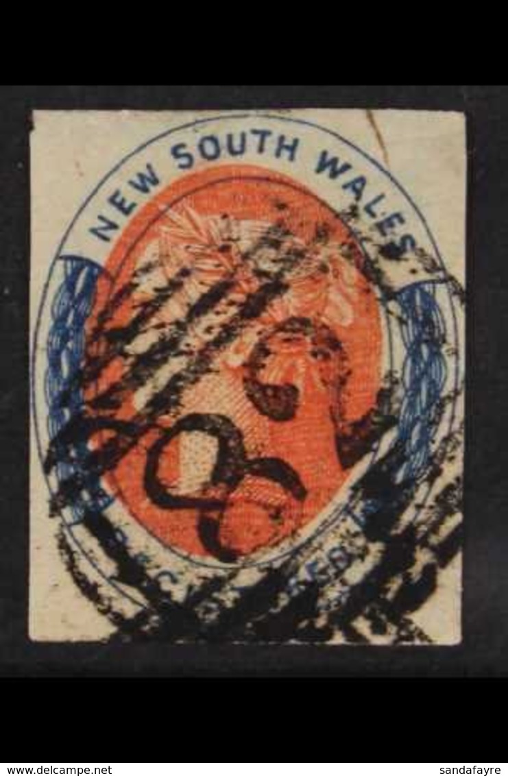 NEW SOUTH WALES  1856-59 Registered 6d Salmon And Indigo, SG 103, With Four Clear Margins, Neat "82" Cancel. For More Im - Andere & Zonder Classificatie