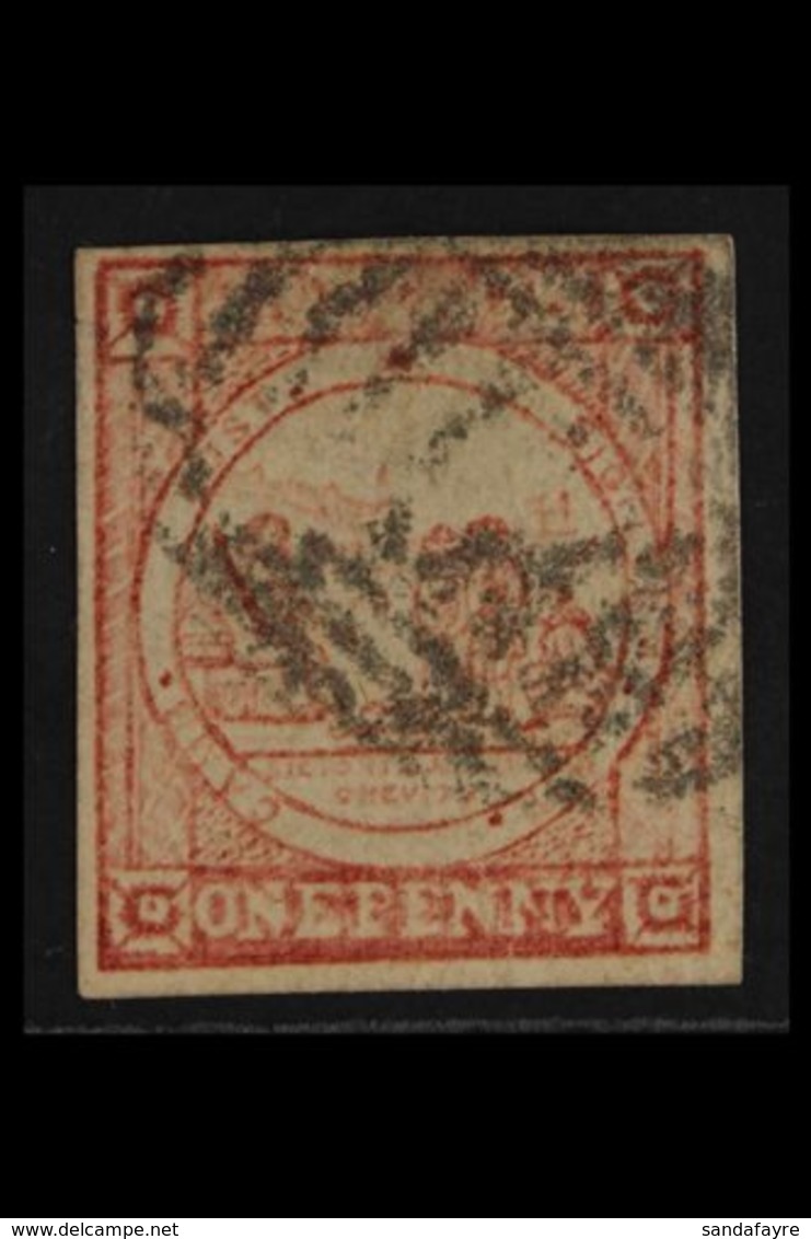 NEW SOUTH WALES  1850 1d Reddish Rose Sydney View Plate I, SG 3, Used, 4 Good To Large Margins, Small Crease Not Detract - Sonstige & Ohne Zuordnung