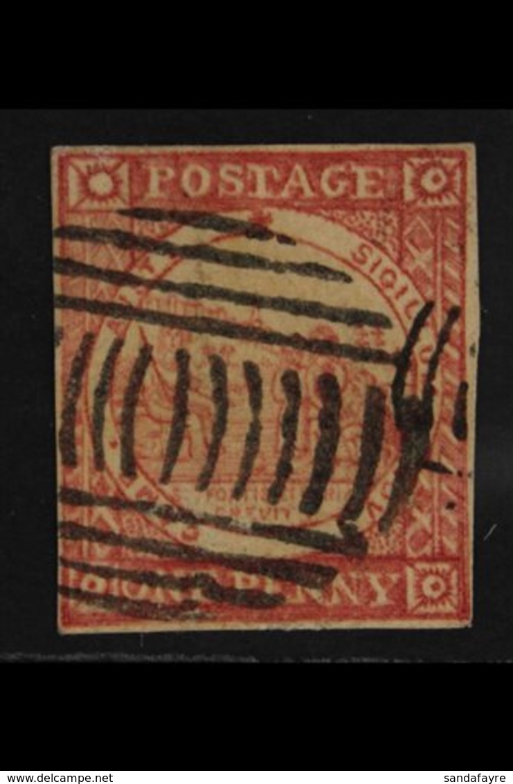 NEW SOUTH WALES  1850 1d Brownish Red Sydney View Plate I, SG 4, Very Fine Used, 4 Margins, Fresh. For More Images, Plea - Other & Unclassified
