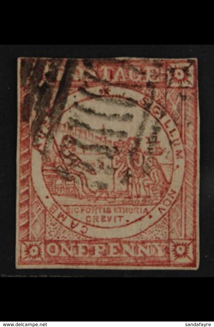 NEW SOUTH WALES  1850 1d Pale Red Sydney View Plate I Hard Bluish Paper (from Position 21), SG 5, Very Fine Used, 4 Clos - Other & Unclassified