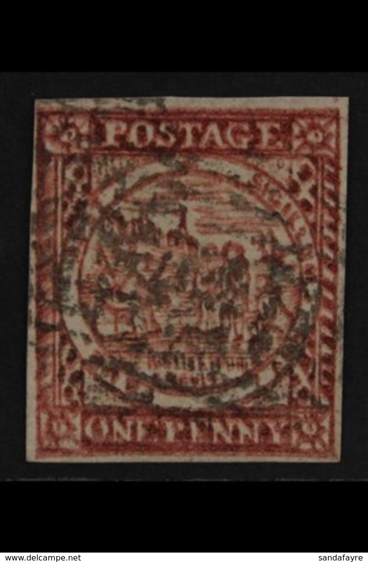 NEW SOUTH WALES  1850 1d Gooseberry-red Sydney Harbour View Plate II (from Position 25), SG 10, Fine Used, 4 Good Margin - Other & Unclassified