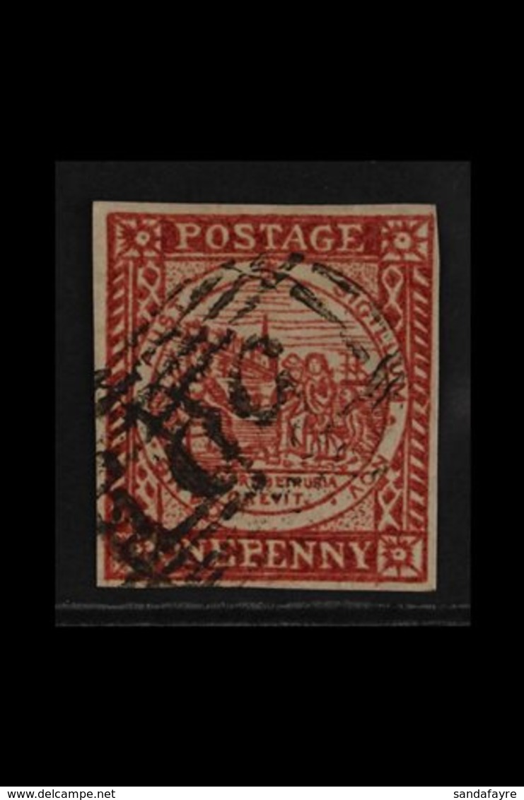 NEW SOUTH WALES  1850 1d Brownish Red Sydney View Plate II, SG 12, Very Fine Used, 4 Good Margins, Very Fresh. For More  - Sonstige & Ohne Zuordnung