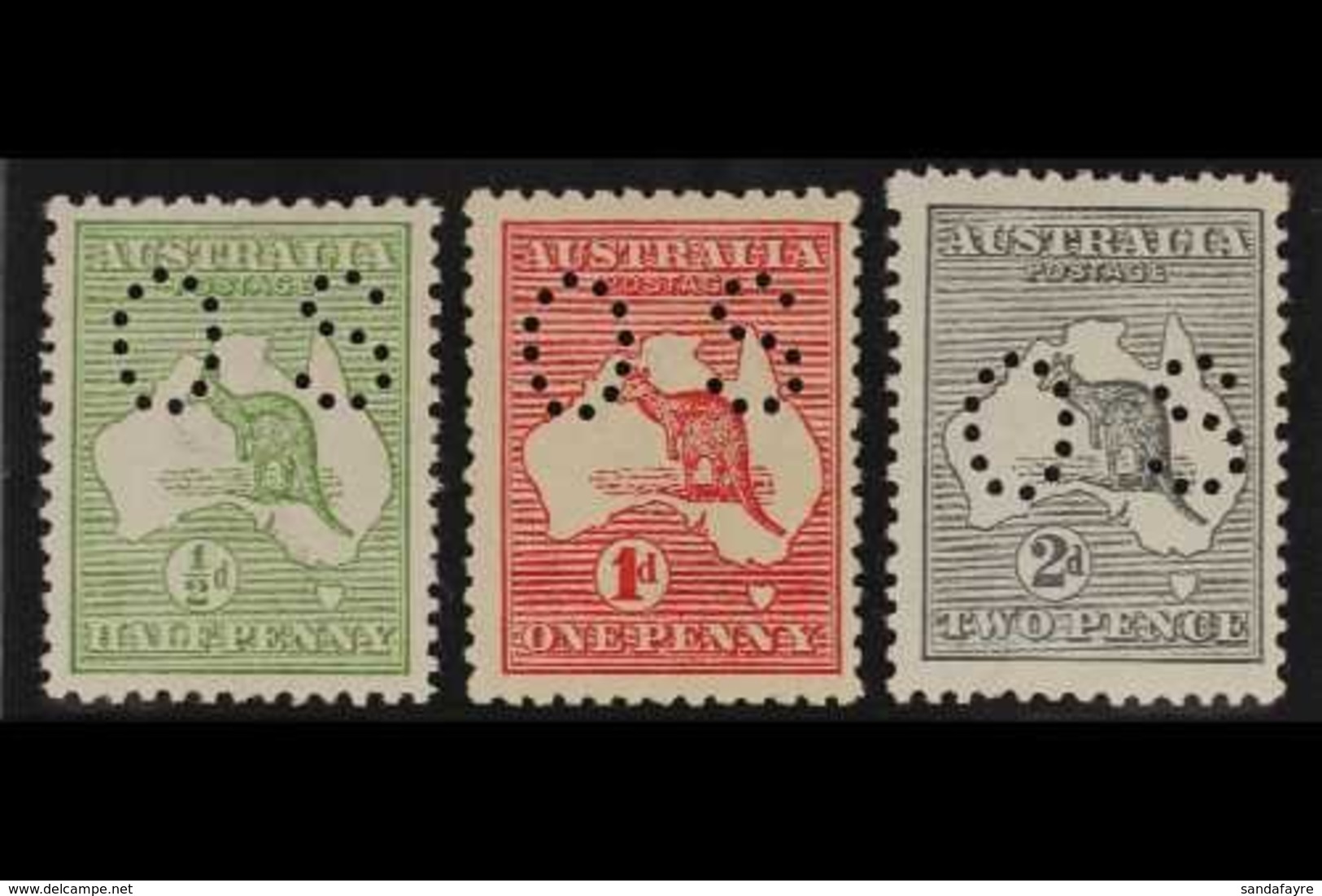 OFFICIALS  1914 ½d, 1d & 2d First (wide) Watermark, Small "OS" Perfin, SG O16/18, Never Hinged Mint (3 Stamps). For More - Other & Unclassified