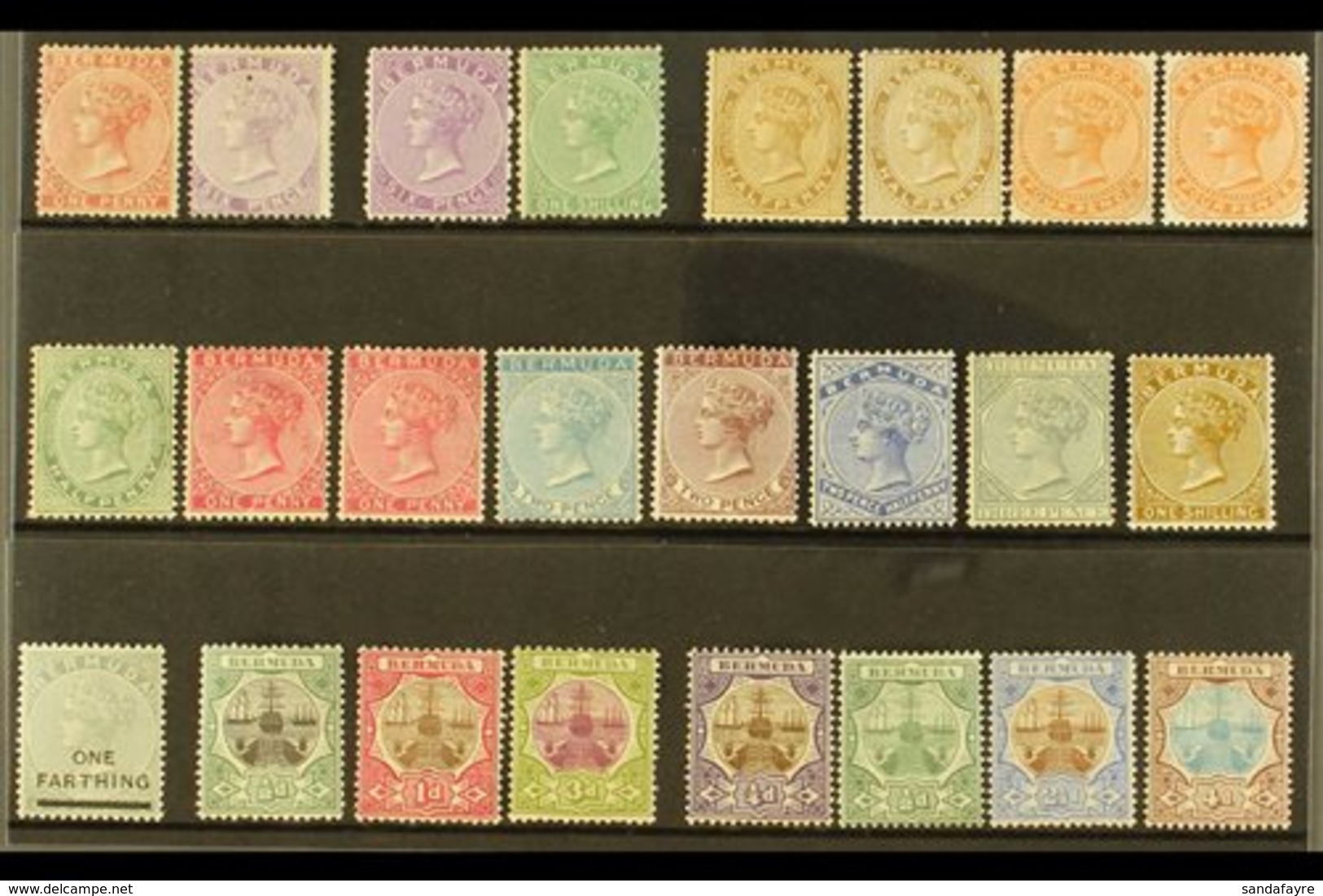 1865-1910 OLD TIME MINT SELECTION  Presented On A Stock Card. Includes 1865-1903 CC Wmk P14 1d & 6d, P 14 X12½ 6d & 1s,  - Bermuda