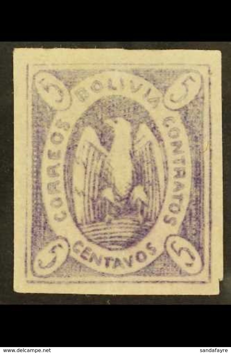 1867-68  5c Rose- Lilac, Scott 3a (SG 10), Very Fine Unused (plate Position 4) For More Images, Please Visit Http://www. - Bolivia