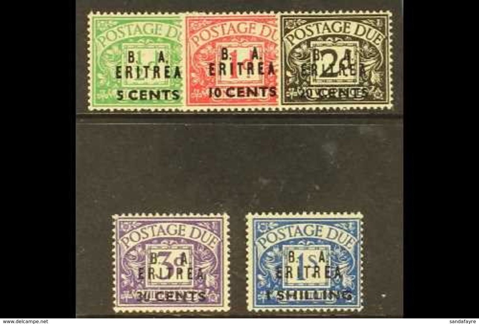 ERITREA  POSTAGE DUES 1950 B.A. Surch Set, SG ED 6/10, Very Fine Never Hinged Mint. (5 Stamps) For More Images, Please V - Italian Eastern Africa