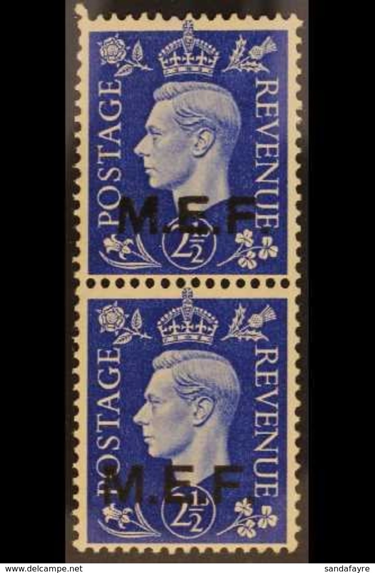 M.E.F.  1942 2½d Blue , Vertical Pair Ovpt Type M2 And M2a, Se-tenant, SG M8b, Superb Never Hinged Mint. For More Images - Italiaans Oost-Afrika