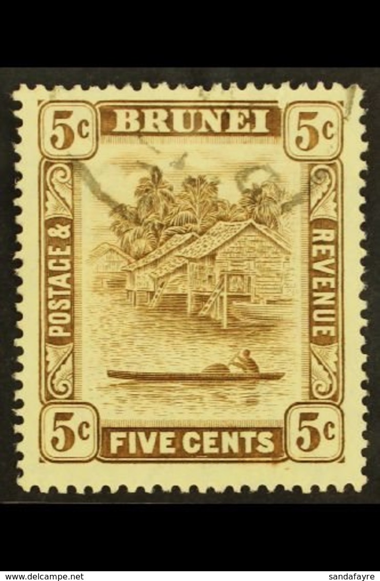 1924-37  5c Chocolate, "5c" Retouch, SG 68a, Fine Cds Used.  For More Images, Please Visit Http://www.sandafayre.com/ite - Brunei (...-1984)