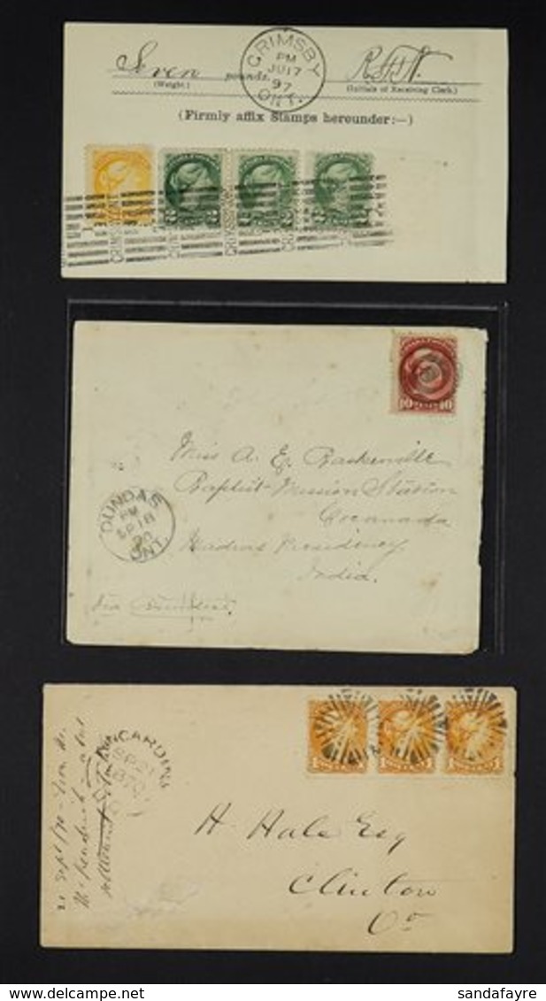 1870-97 SMALL QUEEN'S ON COVERS  VALUABLE COLLECTION  Incl. ½c Block Of Six To NY, Pair On Stationery Envelope Paris Ont - Sonstige & Ohne Zuordnung