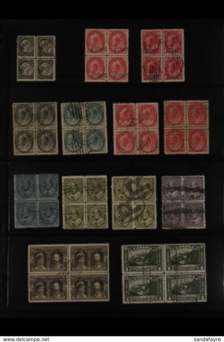 1882-1990's USED BLOCKS OF FOUR.  IMPRESSIVE COLLECTION/ACCUMULATION Of Used Blocks Of 4 On Stock Pages With Many Corner - Andere & Zonder Classificatie