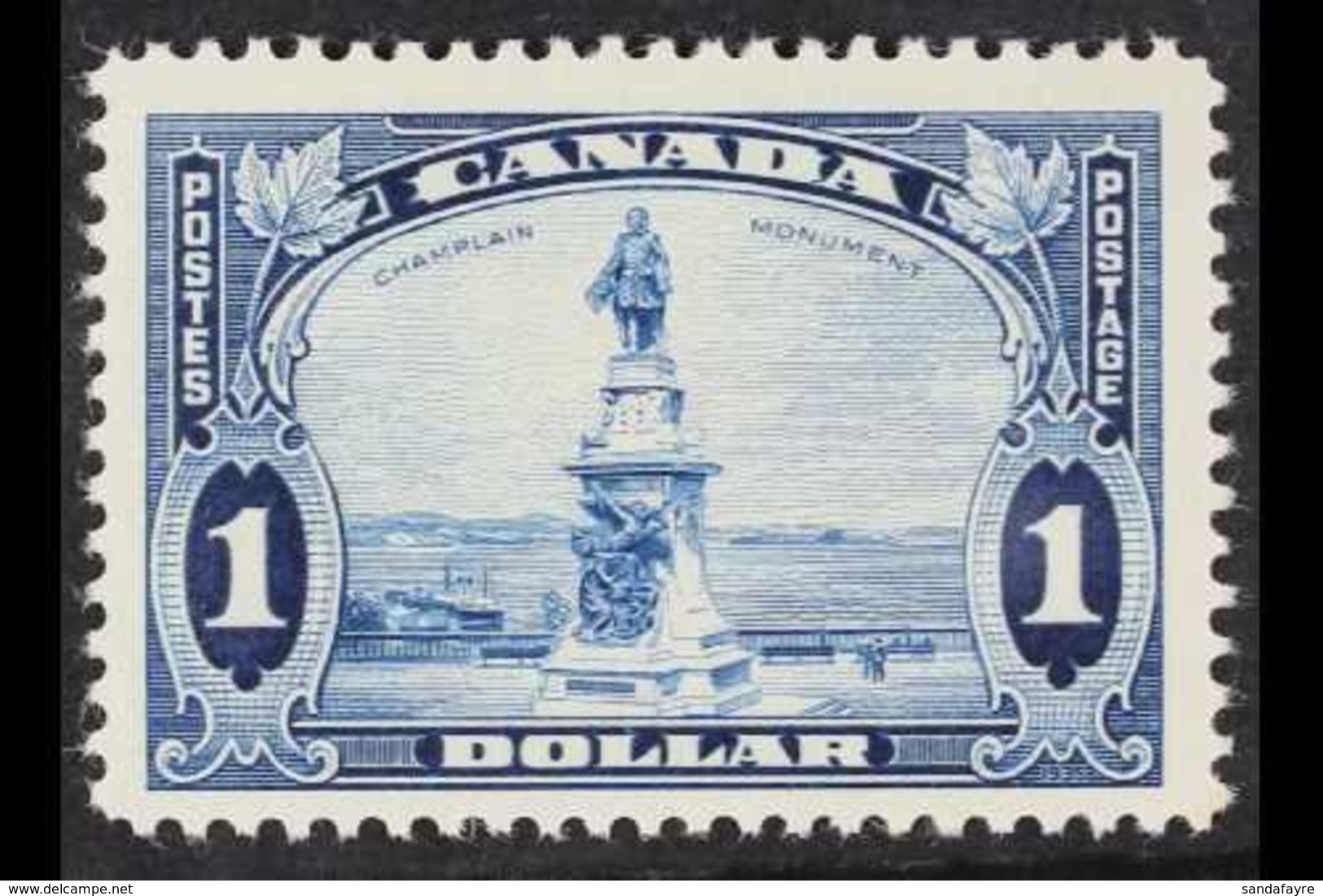 1935  $1 Bright Blue Champlain Monument, SG 351, Never Hinged Mint, Very Fine Centring, Fresh. For More Images, Please V - Other & Unclassified