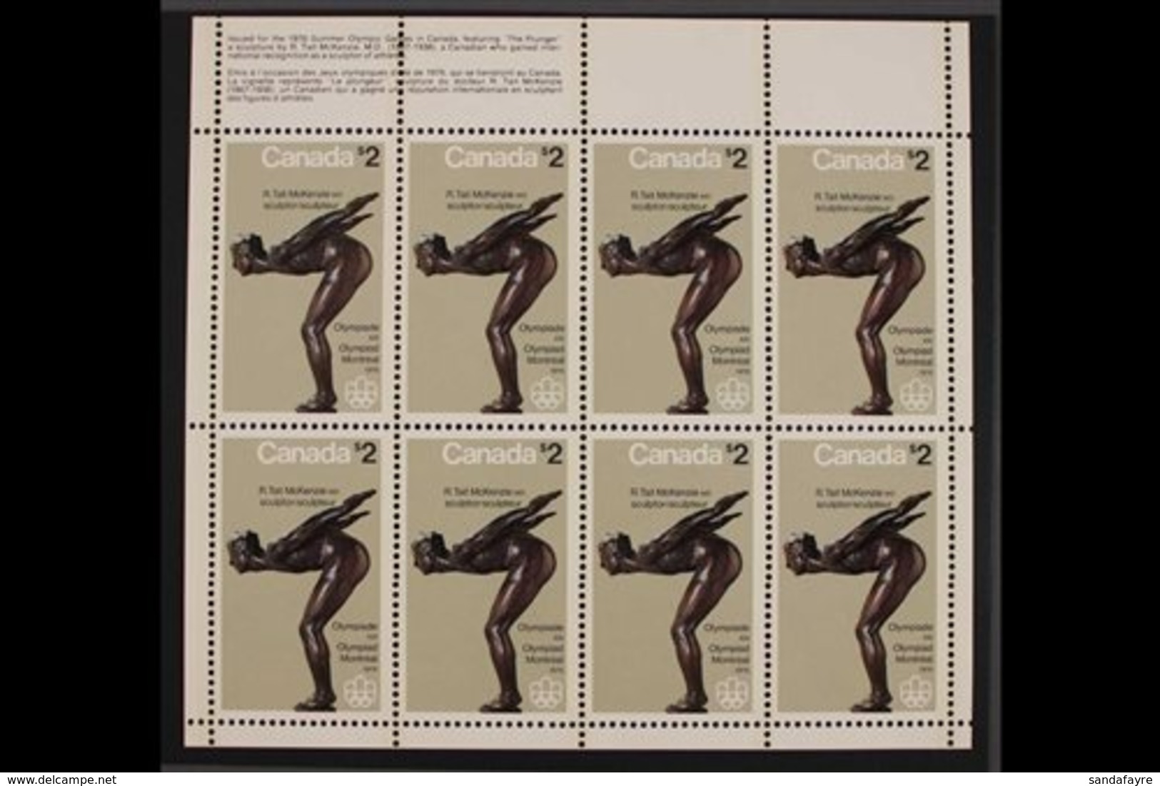 1975  Olympic Sculptures DULL PAPERS Complete Set, Unitrade 656i/57i, Superb Never Hinged Mint Complete PANES Of 8, Very - Andere & Zonder Classificatie
