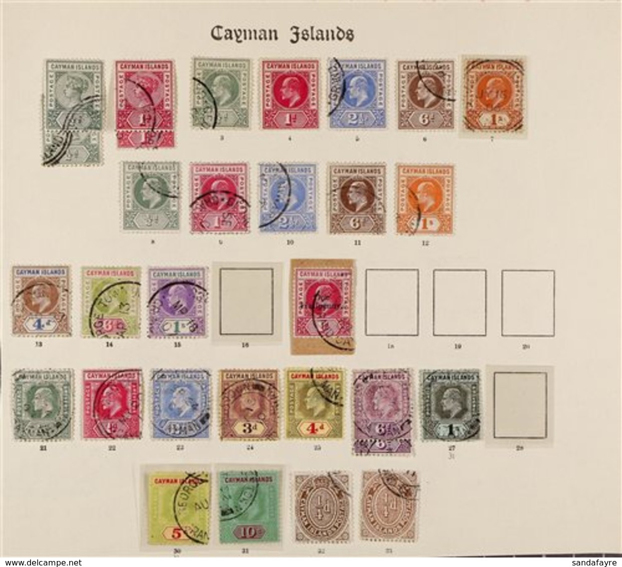 1900-1909 VALUABLE OLD TIME FINE USED COLLECTION.  An Attractive Collection Presented On Part Of An "Imperial" Album Pag - Cayman Islands