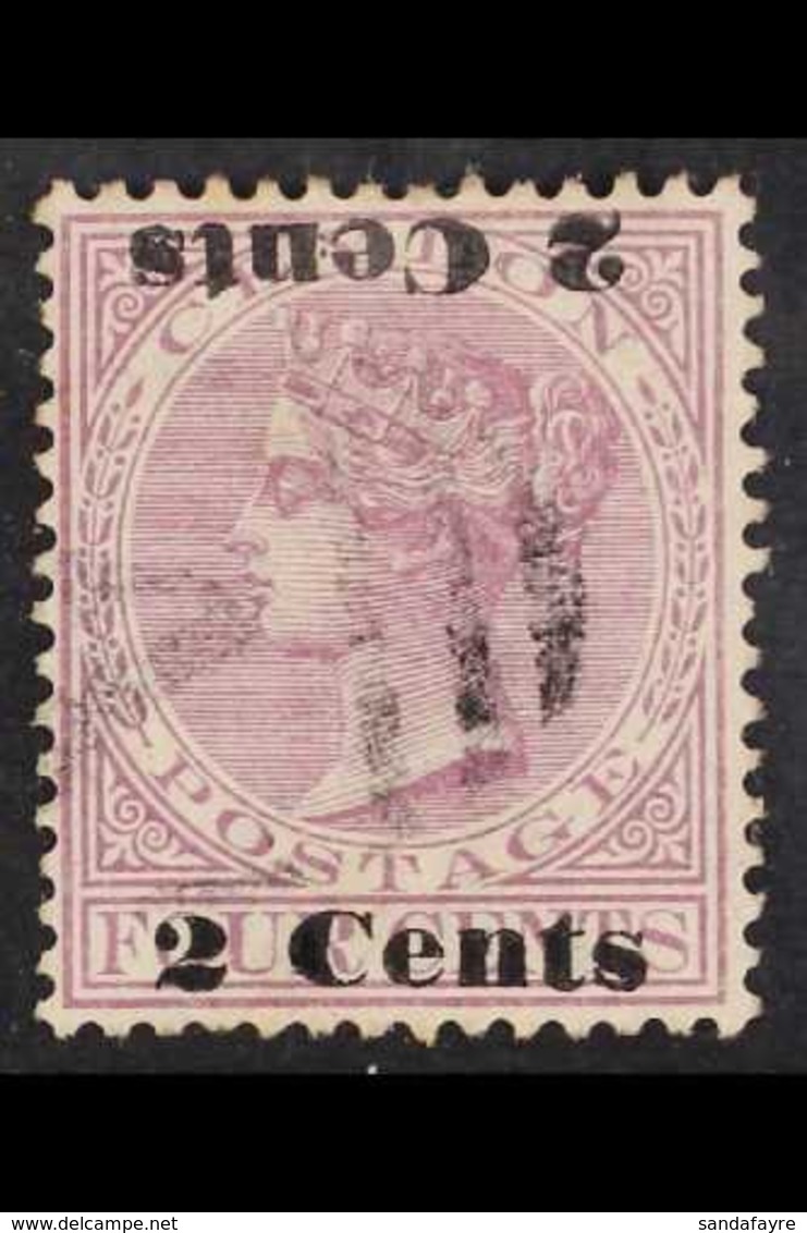 1888-90  2c On 4c Rosy Mauve SURCHARGE INVERTED ONE DOUBLE Variety, SG 210b, Fine Used. For More Images, Please Visit Ht - Ceylon (...-1947)