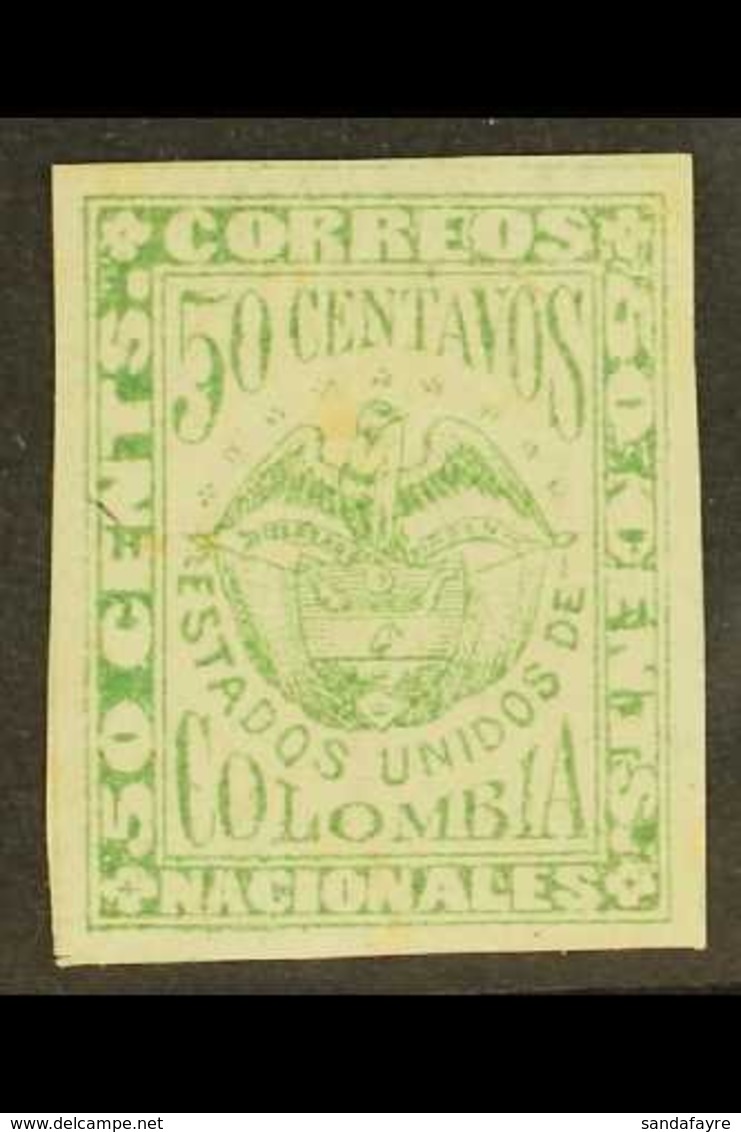 1879  50c Green On Laid Paper, Scott 83, Mint With Good Margins, Some Toning Spots On The Back But Has Been Only Very Li - Colombie