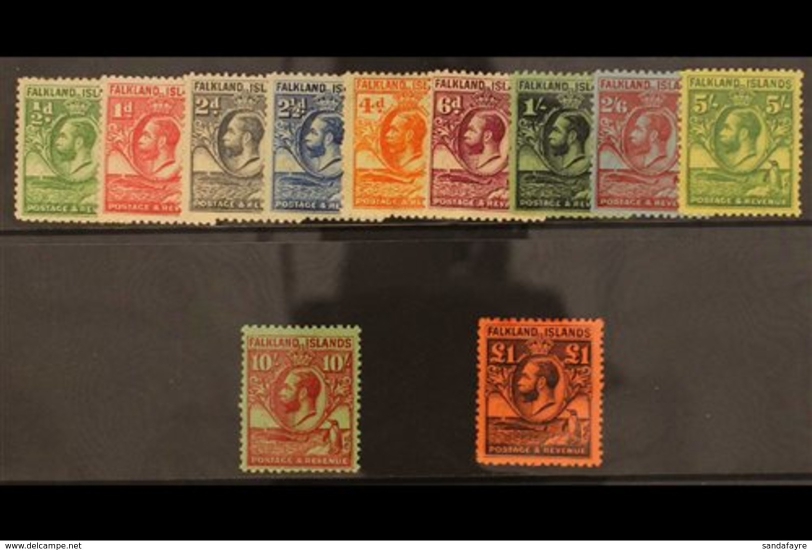 1929  Whale And Penguin Set Complete, SG 116/126, Very Fine Mint. (11 Stamps) For More Images, Please Visit Http://www.s - Falklandinseln