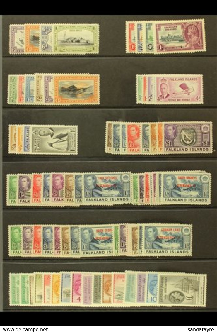 1933 - 64  Useful Mint Selection With Centenary Vals To 1s, 1935 Jubilee Set, 1938 Vals To £1, 1944 Deps Sets, 1954 Set  - Falklandeilanden