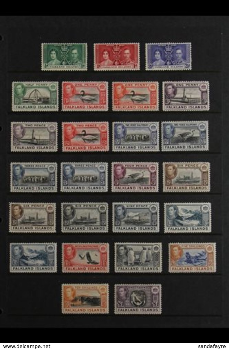 1937-52 COMPLETE KGVI MINT COLLECTION.  A Delightful, Complete Mint Collection That Includes A Complete Run From The Cor - Falklandeilanden