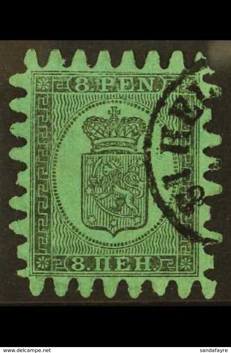 1866-67  8p Black On Blue-green Roul Type Iii (SG 46, Michel 6 Cx), Fine Used, Good Rouletting With Several Short Teeth, - Other & Unclassified