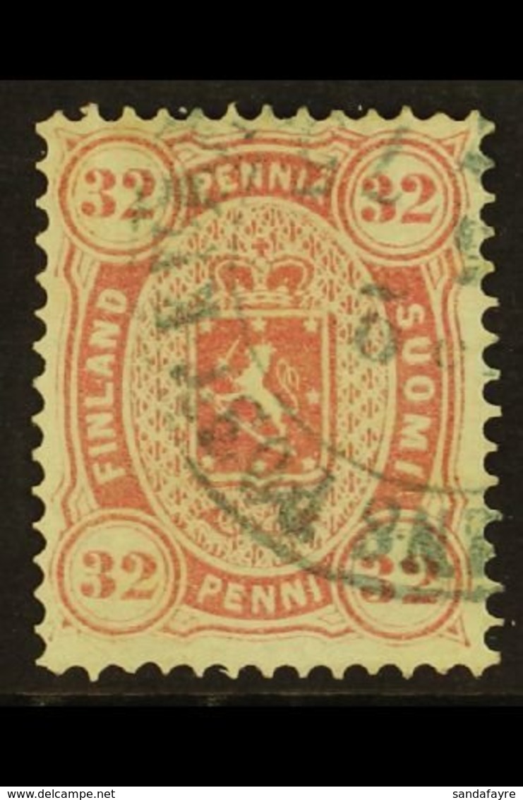 1875  32p Carmine Copenhagen Printing Perf 14x13½ (Facit 11, SG 63, Michel 11), Very Fine Used, Scarce. For More Images, - Other & Unclassified