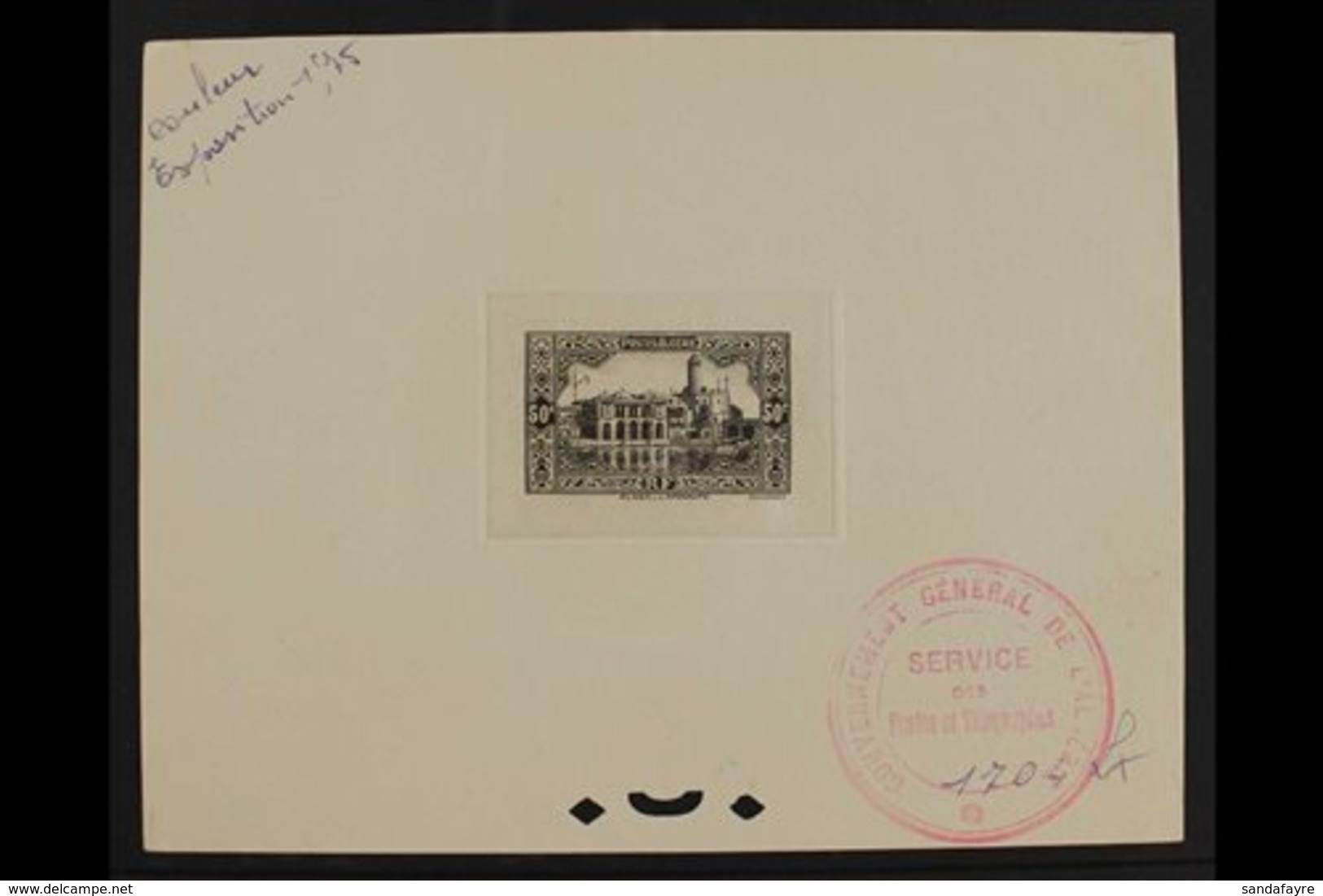 ALGERIA  1936 IMPERF DIE PROOF For The 50c 'Admiralty And Penon Lighthouse' Pictorial Design (SG 118, Yvert 112) Printed - Andere & Zonder Classificatie