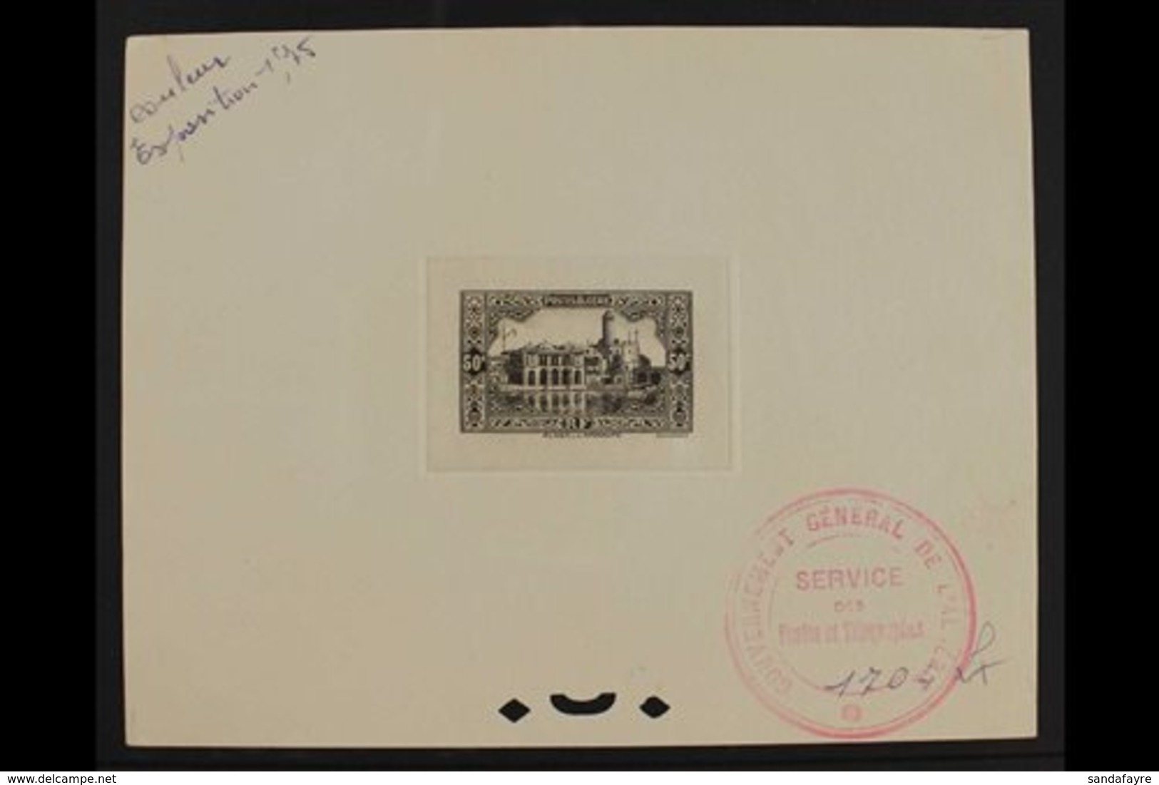 ALGERIA  1936 IMPERF DIE PROOF For The 50c 'Admiralty And Penon Lighthouse' Pictorial Design (SG 118, Yvert 112) Printed - Sonstige & Ohne Zuordnung