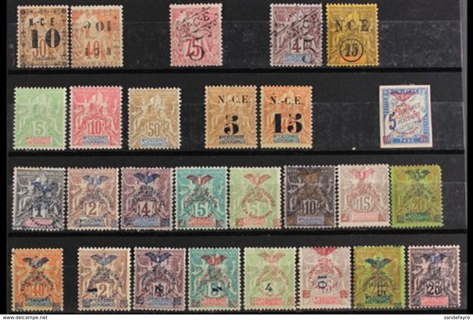 NEW CALEDONIA  1891-1904 MINT SELECTION On A Stockcard, All Different, Includes 1891-92 10c On 30c & 10c On 40c, 1892-93 - Other & Unclassified