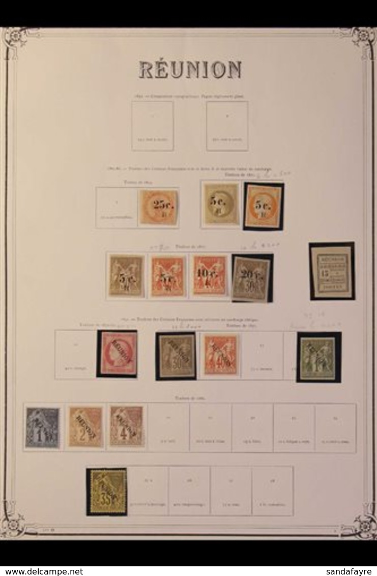 REUNION  1885-1906 FINE MINT COLLECTION, All Different, On Yvert Printed Pages, Incl. 1885-6 Surcharges Set (excl. 5c On - Other & Unclassified