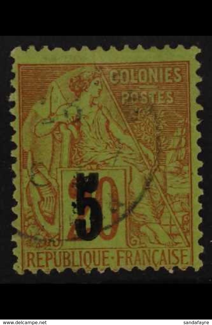 SENEGAL  1887 "5" On 20c Red On Green, Ovpt Type II, Yv & SG 1a, Very Fine Used. For More Images, Please Visit Http://ww - Other & Unclassified