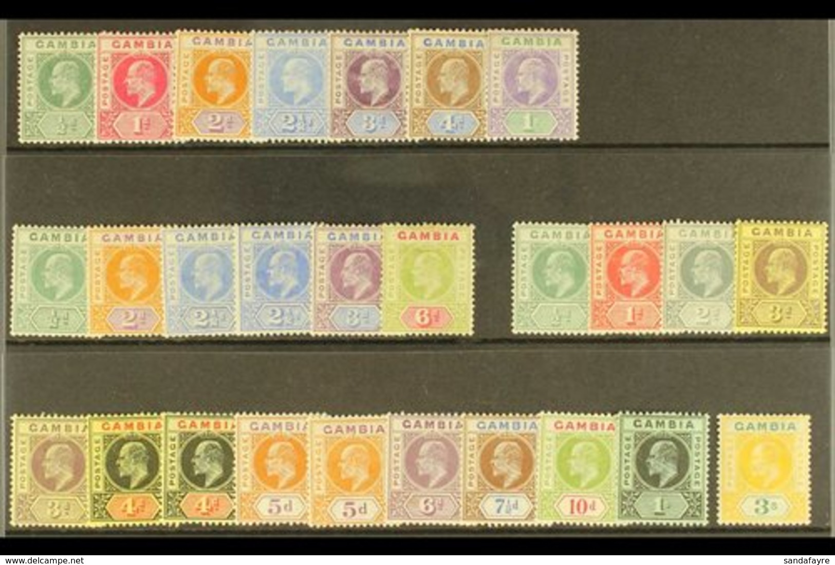 1902-1909 KEVII MINT SELECTION  Presented On A Stock Card That Includes 1902-05 CA Wmk Set (ex 6d) To 1s, 1904-06 MCA Wm - Gambia (...-1964)