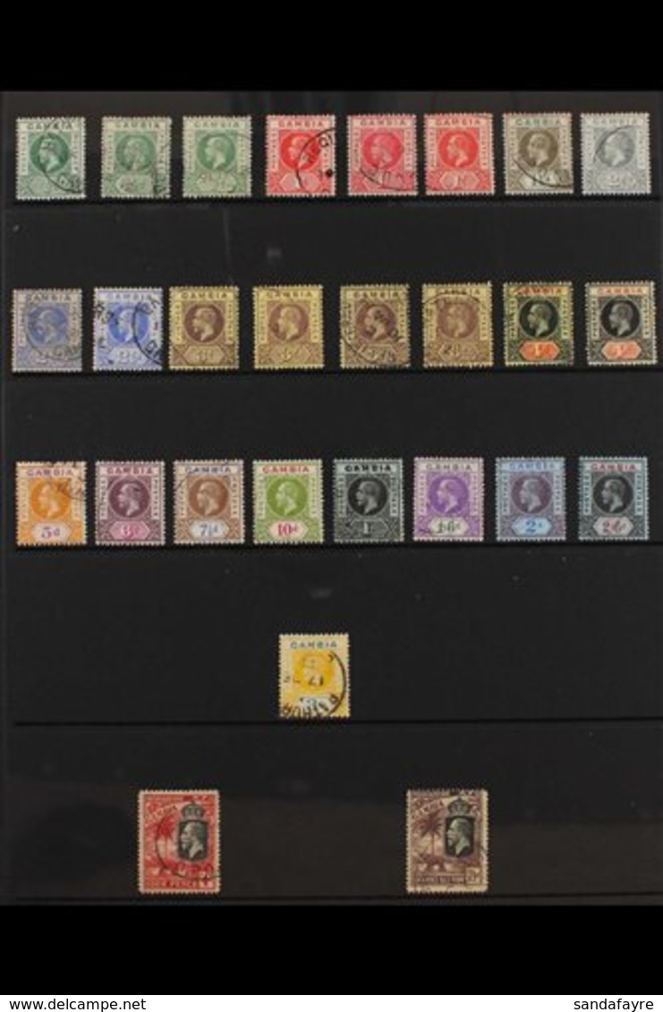 1912-35 FINE USED COLLECTION  Presented On A Pair Of Stock Pages With Sets, Top Values, Shades Etc, Inc 1912-22 MCA Wmk  - Gambia (...-1964)