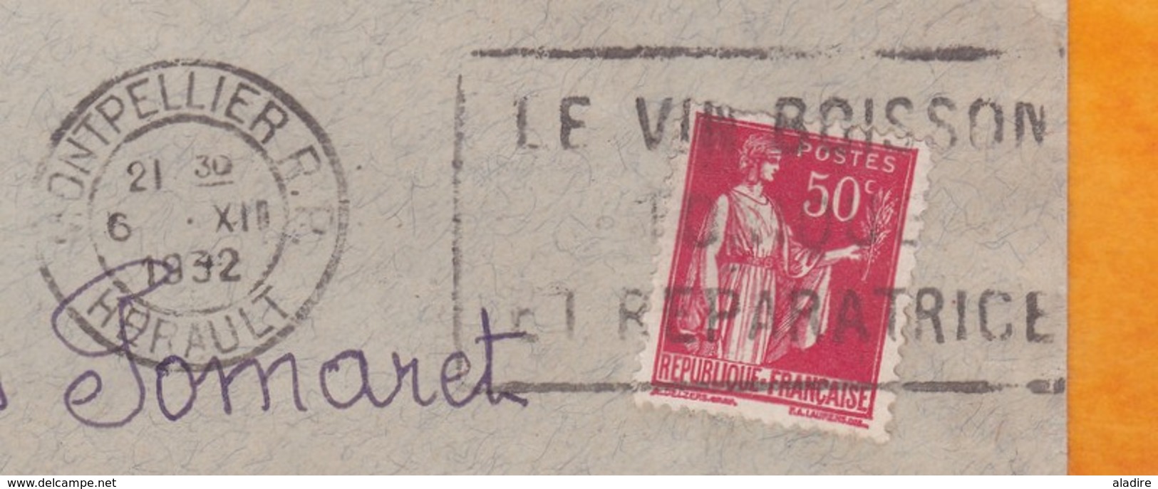 1932 - Enveloppe De Montpellier, Hérault Vers Saigon, Indochine "transportée Exceptionnellement Par Avion" - 1960-.... Covers & Documents