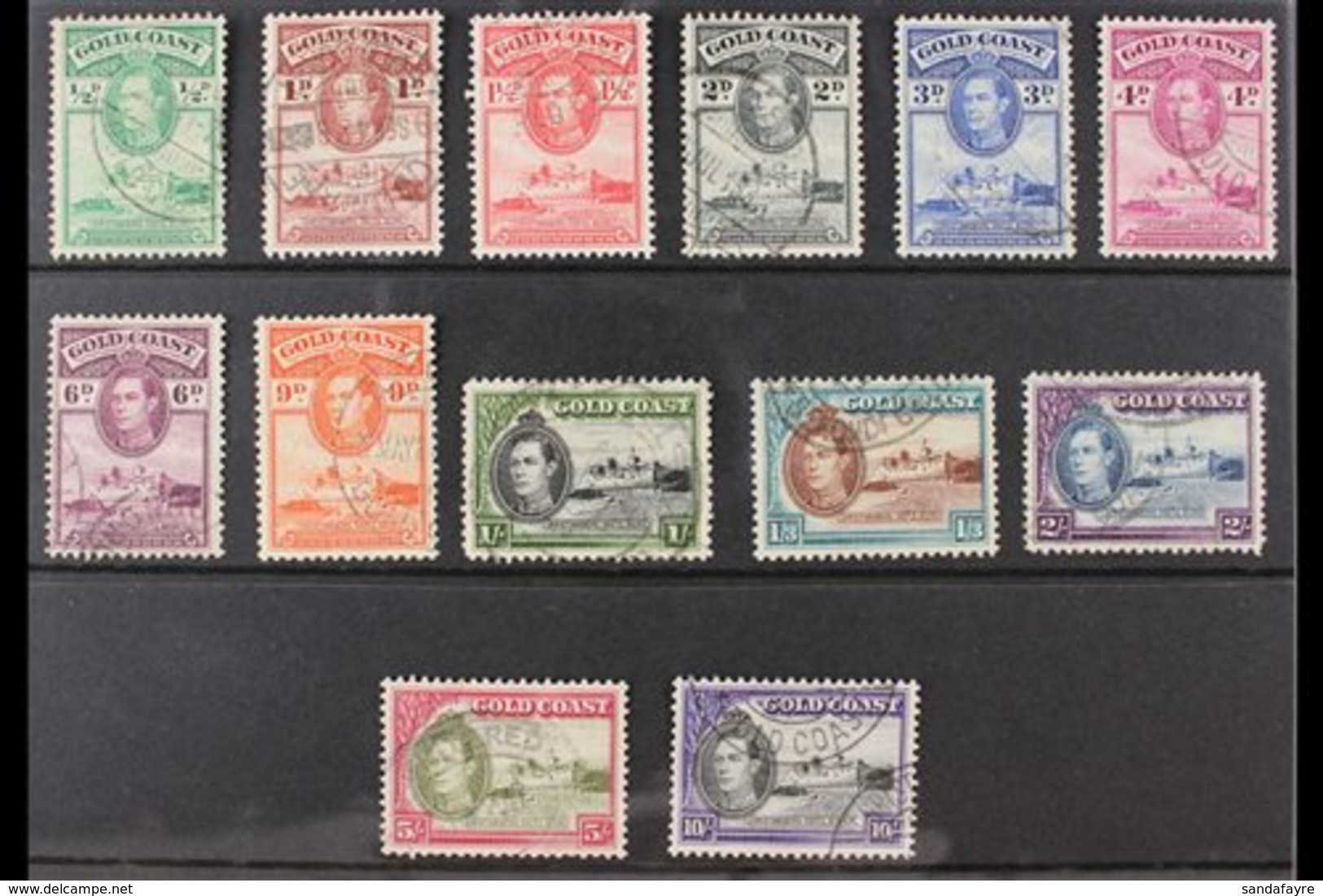 1938-43  Christiansborg Castle Complete Set, SG 120/32, Very Fine Cds Used, Fresh. (13 Stamps) For More Images, Please V - Gold Coast (...-1957)