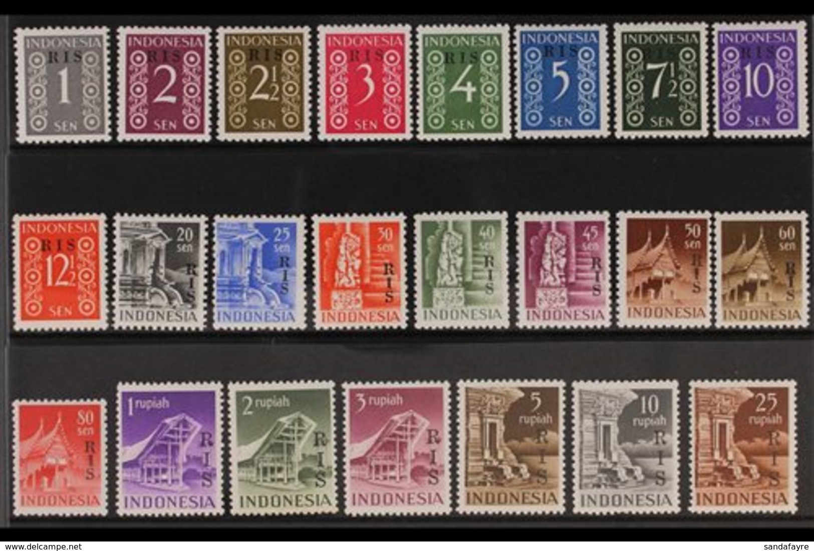 1950  Netherland Indies "R I S" Overprinted Complete Set, SG 579/601, Scott 335/58, Never Hinged Mint (23 Stamps) For Mo - Indonesia