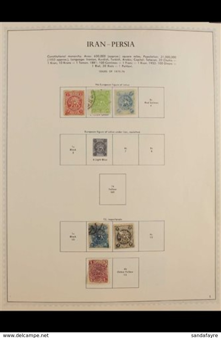 1870-1925 OLD TIME ALL DIFFERENT COLLECTION  Presented On "Minkus" Printed Pages, Mixed Mint And Used With A Few Poor Li - Iran