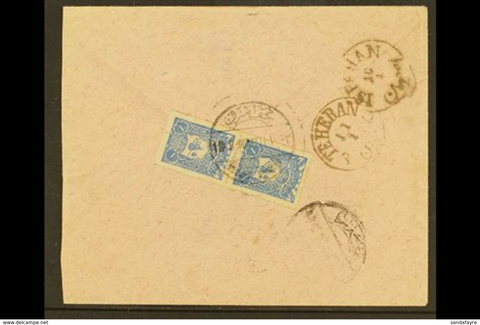 TURKEY USED IN  1906 Cover Addressed In Arabic To Persia, Bearing Turkey 1905 1pi Pair Tied By Bilingual "NEDJEF ECHREF" - Iraq