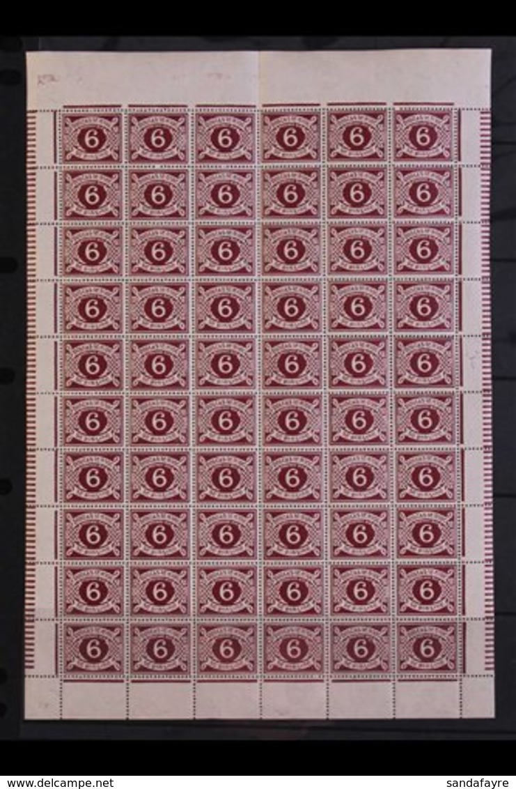 1925 POSTAGE DUE SHOWPIECE  6d Plum, SG D 4, A Very Rare Complete Sheet Of 60, Every Stamp Showing BLIND "A" Varieties,  - Autres & Non Classés