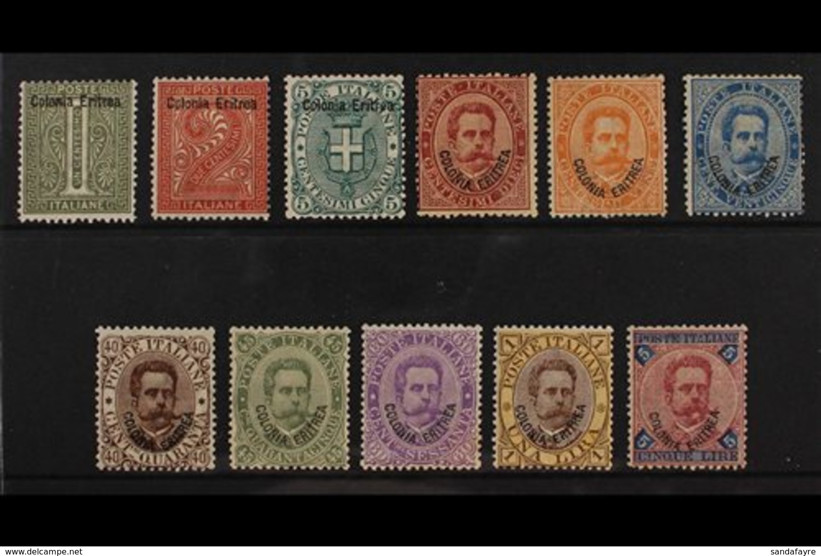 ERITREA  1893 "Colonia Eritrea" Overprints Complete Set (SG 1/11, Sassone 1/11), Fine Mint, Some Stamps Are Never Hinged - Andere & Zonder Classificatie